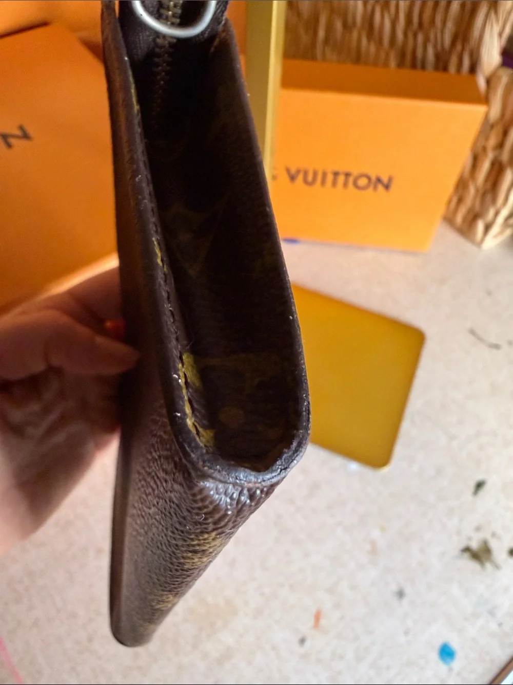 Louis Vuitton Monogram Canvas Zip Pouch in Dark Brown